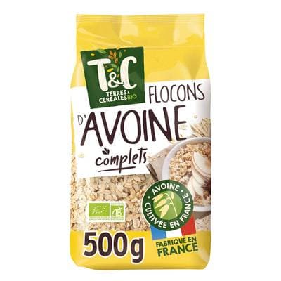 Terres et Céréales Bio Flocons d'avoine complets Bio, 500g