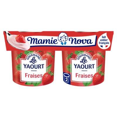 Mamie Nova Yaourt gourmand fraise, 2x150g
