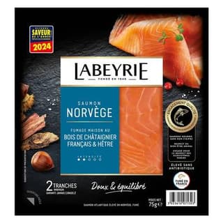 Labeyrie Saumon Fumé Le Norvège, 2 tranches - 75g