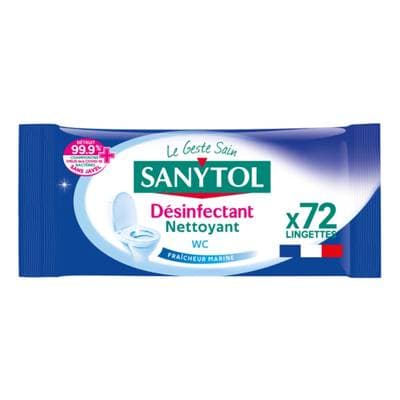 Sanytol Lingettes désinfectantes WC marine, 60 lingettes