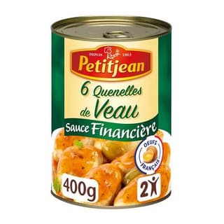 Petitjean 6 Quenelles de Veau Sauce Financière en conserve pour 2, 400g