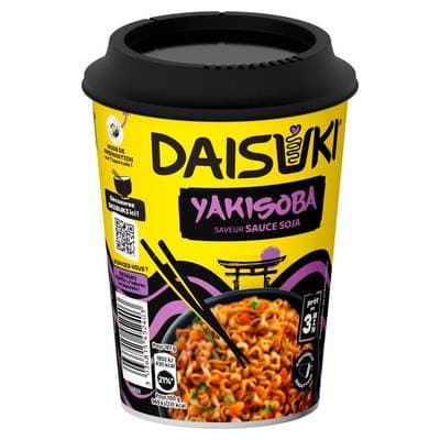 Daisuki Nouilles instantanées Yakisoba Saveur Sauce Soja en cup, 93g