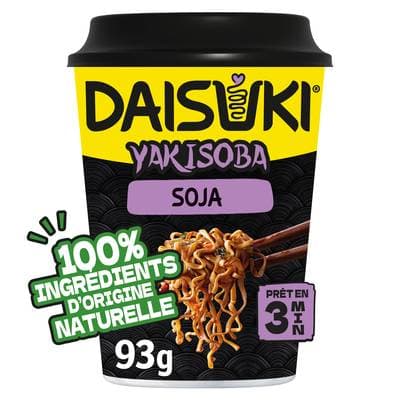 Daisuki Nouilles instantanées Yakisoba Saveur Sauce Soja en cup, 93g