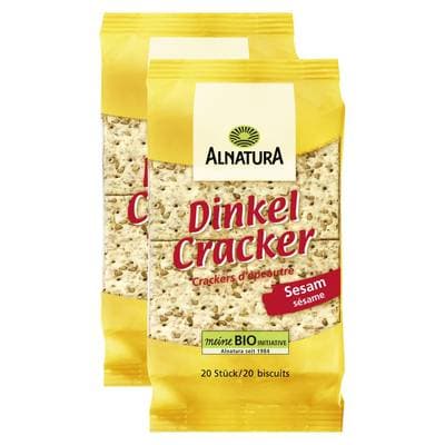 Alnatura Cracker d'épeautre sésame bio, Lot de 2x100g