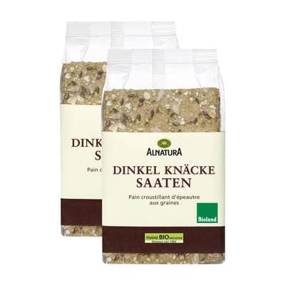 Alnatura Pain croustillant bio aux graines, Lot de 2x200g