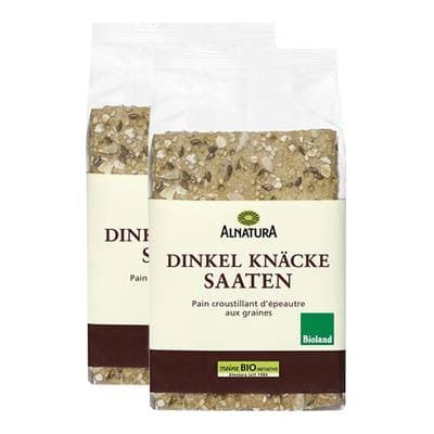 Alnatura Pain croustillant bio aux graines d'épeautre, Lot de 2x200g