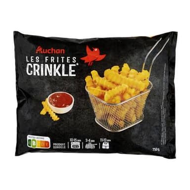 Auchan Frites crinkle ondulées, 750g