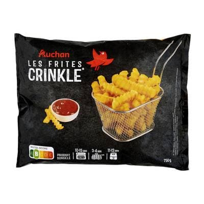 Auchan Frites crinkle ondulées, 750g