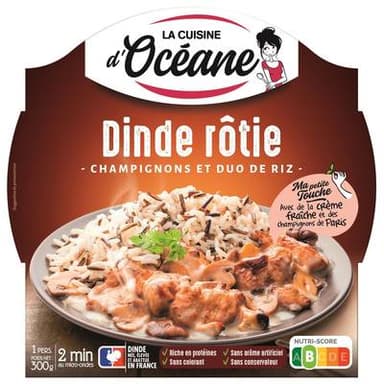 La Cuisine d'Océane Dinde Rôtie Champignons et Duo de Riz, 300g