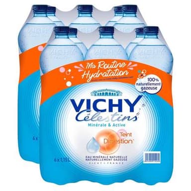 Vichy-Célestins Eau gazeuse minérale naturelle, Lot de 2 - 6x1,15L