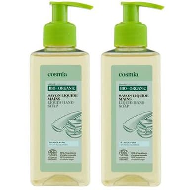 COSMIA BIO Savon liquide mains à l'aloe vera BIO, Lot de 2x300ml