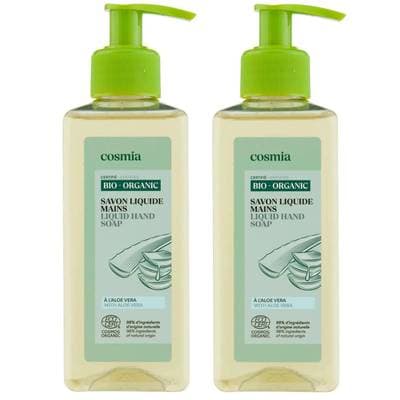 COSMIA BIO Savon liquide mains à l'aloe vera BIO, Lot de 2x300ml