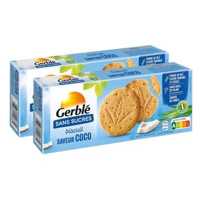 Gerblé Sans Sucres 12 Biscuits saveur coco sans sucres, Lot de 2x132g