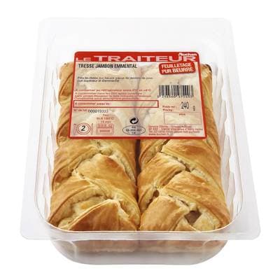 Auchan Le Traiteur Tresse pur beurre au jambon et emmental, 2x120g