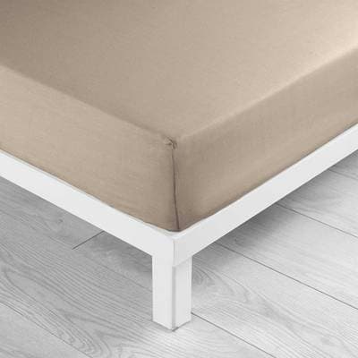 Douceur D Interieur Drap housse uni sable, 160 x 200 cm