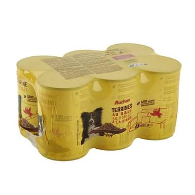 Auchan Terrines Boeuf, Poulet et Dinde pour Chien, 6x400g