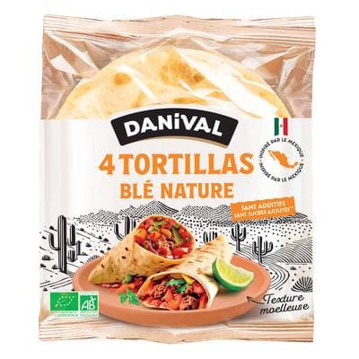 Danival Wraps tortillas nature bio x4, 300g