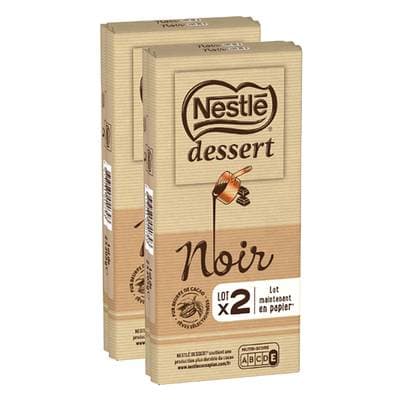 Nestlé Dessert Chocolat à pâtisser noir, Lot de 2 - 2x205g