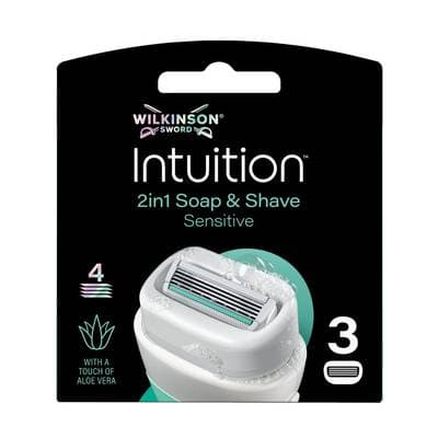 Wilkinson Lames Sensitive Avec Savon 2 en 1 Intuition, 3 lames