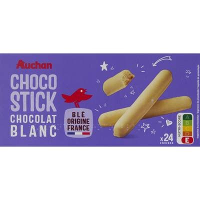 Auchan Bâtonnets nappés de chocolat blanc, 150g