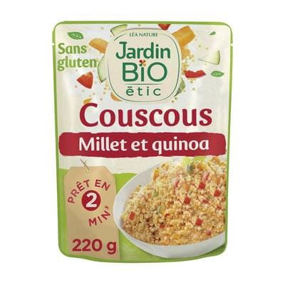 Jardin Bio Etic Couscous légumes millet et quinoa bio sans gluten en sachet micro-ondable, 220g