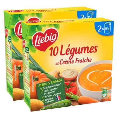 Liebig Soupe Velouté 10 Légumes et Crème Fraîche, Lot de 2 - 2x30cl