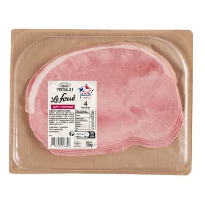Paul Prédault Le Foué Jambon Supérieur Avec Couenne, 4 tranches - 260g