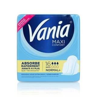 Vania Serviettes hygiéniques maxi confort flux normal +, 16 pièces