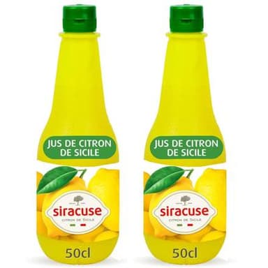 Siracuse Jus de Citron Jaune de Sicile, Lot de 2x50cl