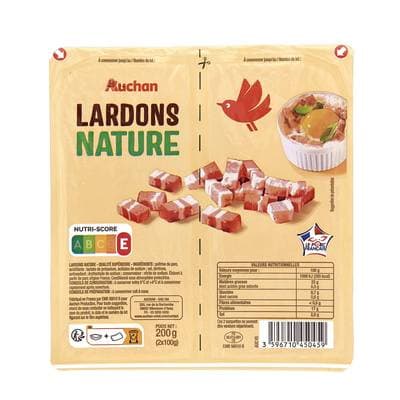 Auchan Lardons Nature, 2x100g