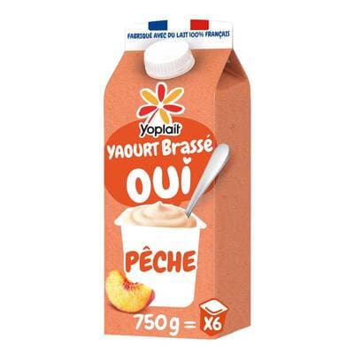 Yoplait Yaourt brassé pêche en brique, 750g