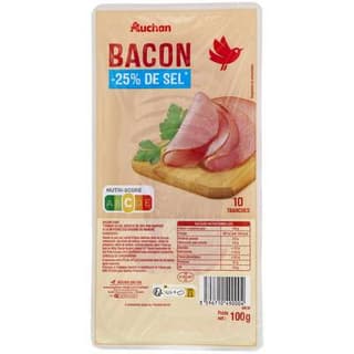 Auchan Bacon Réduit En Sel, 10 tranches - 100g
