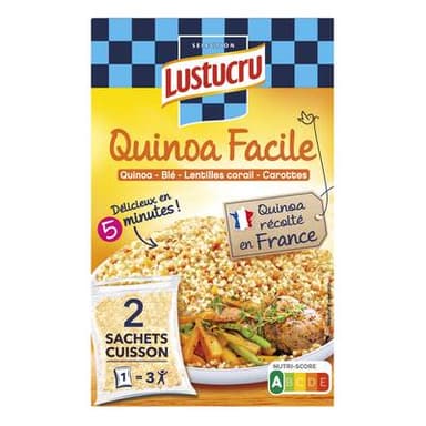 Lustucru Quinoa Facile Blé Lentilles Corail et Carottes, 2x150g