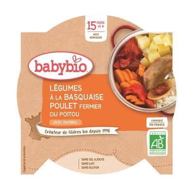 Babybio - Légumes à la Basquaise, Poulet de nos régions Bio Assiette Bébé Dès 15 mois