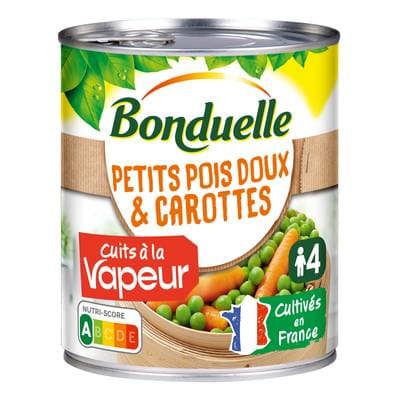 Bonduelle Petits pois et carottes cuits à la vapeur, 530g