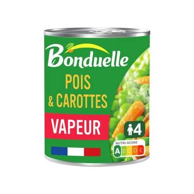 Bonduelle Petits pois et carottes cuits à la vapeur, 530g