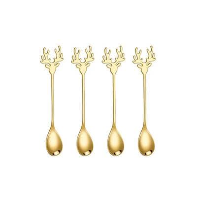 Dotz Cuillères dorées Noël 14cm, lot de 4 cuillères