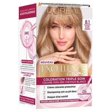 Excellence Coloration 8.1 Blond Clair Cendré, 216g
