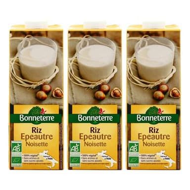 Bonneterre Boisson Riz épeautre Noisette bio, Lot de 3x1L