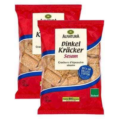 Alnatura Crackers d'épeautre sésame bio, Lot de 2x175g