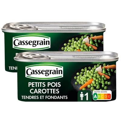 Cassegrain Petits pois carottes tendres et fondants, Lot de 2x130g