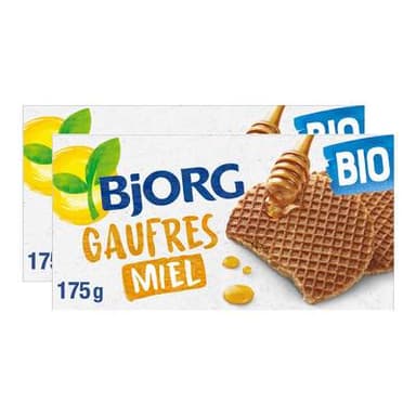 Bjorg Gaufres au miel Bio, Lot de 2x175g