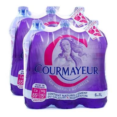 Courmayeur Eau minérale naturelle, Lot de 2 - 6x1L