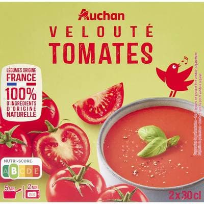 Auchan Velouté de Tomates Soupe liquide en brique individuelle, 2x30cl