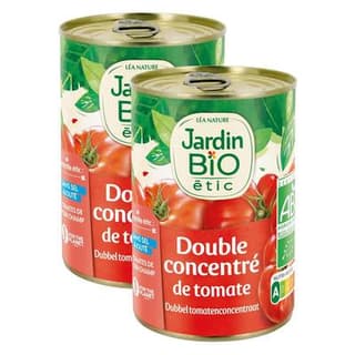 Jardin Bio Etic Double Concentré de Tomates Bio Sans sel ajouté en conserve, Lot de 2x140g