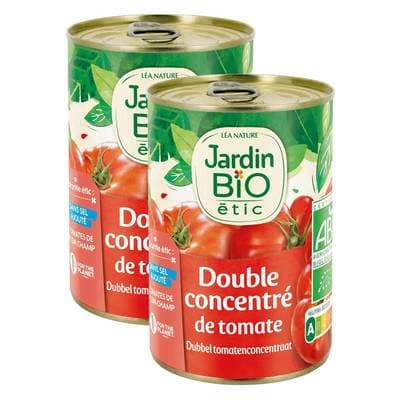 Jardin Bio Etic Double Concentré de Tomates Bio Sans sel ajouté en conserve, Lot de 2x140g