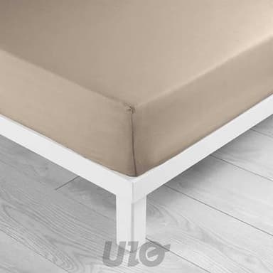 Douceur D Interieur Drap housse uni sable, 140 x 190 cm