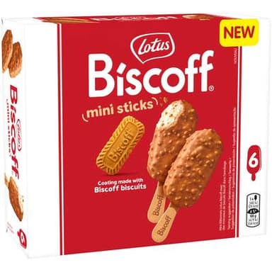 Lotus Biscoff Bâtonnets glacés caramel aux éclats de biscuits Biscoff, 6x50ml
