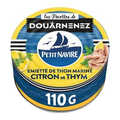 Petit Navire Emietté de thon mariné citron et thym, 110g