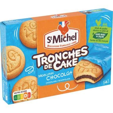 St Michel Tronche de cake moelleux chocolat x6, 175g